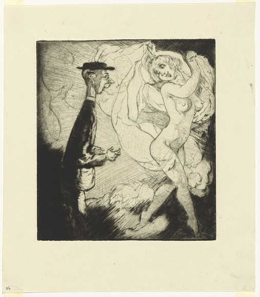 Artist: b'Dyson, Will.' | Title: b'Temptation no.1: Dear me, one had no idea she was half so attractive.' | Date: c.1929 | Technique: b'drypoint, printed in black ink, from one plate'
