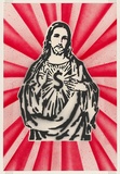 Artist: b'PSALM,' | Title: b'not titled [Jesus with rising sun].' | Date: 2004 | Technique: b'stencil, printed in colour, from multiple stencils'