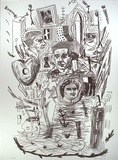 Artist: Walsh, Peter. | Title: not titled (with standing nude and heads) | Date: 1986 | Technique: lithograph, printed in black ink, from one stone