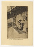 Artist: LINDSAY, Lionel | Title: The Doctor's house, Windsor, NSW | Date: 1919 | Technique: etching and aquatint, printed in black ink with plate-tone, from one plate | Copyright: Courtesy of the National Library of Australia