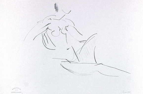 Artist: b'Powditch, Peter.' | Title: b'not titled [seated female nude]' | Date: c.1972 | Technique: b'lithograph, printed in black ink, from one plate'