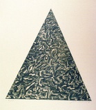 Artist: LOANE, John | Title: Not titled (Abstract forms in the form of triangle) | Date: 1976 | Technique: etching and aquatint, printed in colour ink, from two plates | Copyright: This work appears on the screen courtesy of the artist