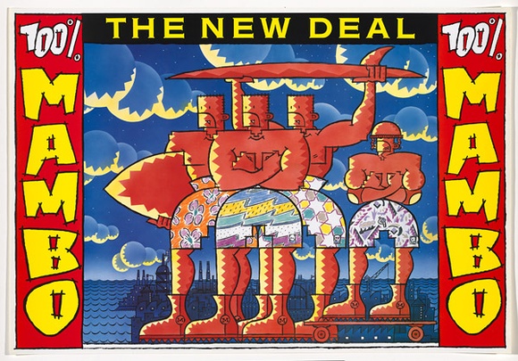 Artist: b'Mambo.' | Title: b'The new deal, 100% Mambo' | Date: c.1985 | Technique: b'offset-lithograph, printed in colour, from multiple plates'