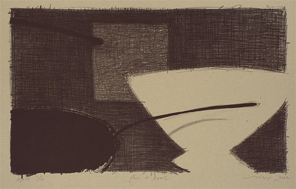 Artist: b'Lincoln, Kevin.' | Title: b'Pan and bowl' | Date: 2002, April | Technique: b'lithograph, printed in black ink, from one stone'