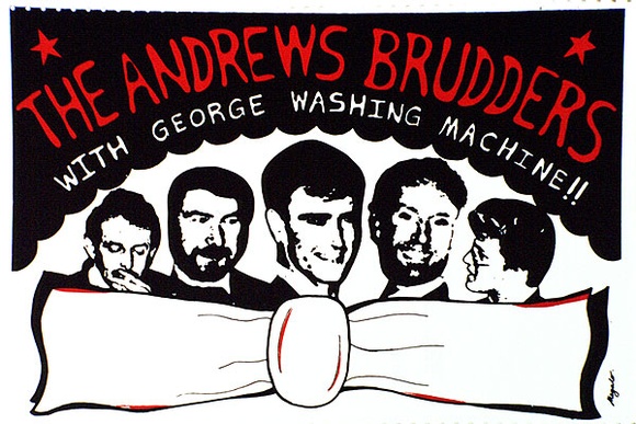 Artist: b'Megalo International Screenprinting Collective.' | Title: b'The Andrew Brudders' | Date: 1983 | Technique: b'screenprint, printed in colour, from two stencils'
