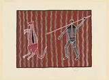 Artist: b'Campbell (Jnr.), Robert' | Title: b'Spearing roo' | Date: 1988 | Technique: b'screenprint, printed in colour, from multiple stencils'