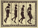 Artist: b'Alexander, Gregory.' | Title: b'Samburu Dancers' | Date: 1995, October | Technique: b'linocut, printed in black ink, from one block'