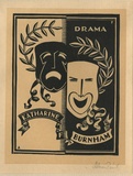 Artist: FEINT, Adrian | Title: Bookplate: Katharine F. Burnham. | Date: (1936) | Technique: wood-engraving, printed in colour, from two blocks in black and cream inks | Copyright: Courtesy the Estate of Adrian Feint