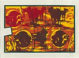 Artist: MEYER, Bill | Title: Structural landscape (Cows) | Date: 1972 | Technique: screenprint, printed in colour, from five stencils (direct emulsion and blockout) | Copyright: © Bill Meyer