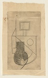 Title: not titled [Holding a vase] | Date: c.1950 | Technique: etching, printed in brown ink, from one plate