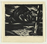 Artist: AMOR, Rick | Title: The beast. | Date: 1988 | Technique: woodcut, printed in black ink, from one block