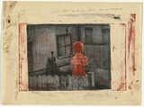 Artist: b'Blackman, Charles.' | Title: b'Figure by fence.' | Date: (1953-57) | Technique: b'lithograph, printed in colour, from multiple plates'