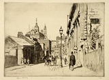 Artist: LINDSAY, Lionel | Title: Jamieson Street, Sydney. | Date: 1936 | Technique: etching, printed in brown/black ink with plate-tone, from one plate | Copyright: Courtesy of the National Library of Australia