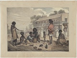 Artist: b'Earle, Augustus.' | Title: b'Natives of N.S. Wales, as seen in the streets of Sydney.' | Date: 1830 | Technique: b'lithograph, printed in black ink, from one stone; hand-coloured'