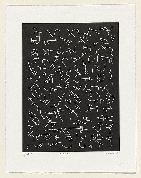 Artist: b'Marshall, John.' | Title: b'Landscape' | Date: 1999, October | Technique: b'linocut, printed in black ink, from one block'
