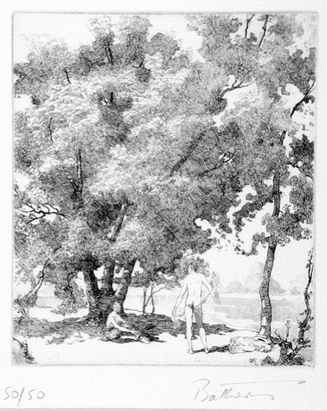 Artist: b'FEINT, Adrian' | Title: b'The bathers.' | Date: 1922 | Technique: b'etching, printed in black ink, from one plate' | Copyright: b'Courtesy the Estate of Adrian Feint'