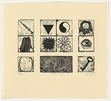 Artist: bO'Reilly, Felipe. | Title: b'Outside- inside' | Date: 1981 | Technique: b'linocut, printed in black ink, from one block'