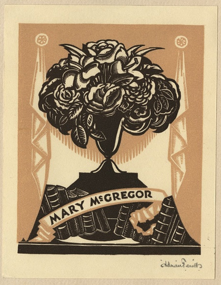 Artist: b'FEINT, Adrian' | Title: b'Bookplate: Mary Mc Gregor.' | Date: (1933) | Technique: b'wood-engraving, printed in colour, from two blocks' | Copyright: b'Courtesy the Estate of Adrian Feint'