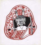 Artist: Lasisi, David. | Title: Lupa | Date: 1976 | Technique: screenprint, printed in red and black, from two stencils