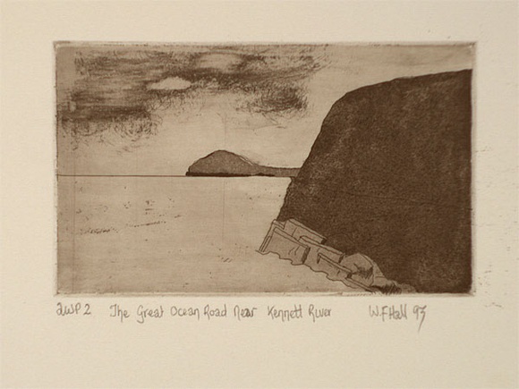 Artist: b'Hall, Wayne.' | Title: b'The Great Ocean Road near Kennett River' | Date: 1993 | Technique: b'etching, printed in sepia ink, from one plate'