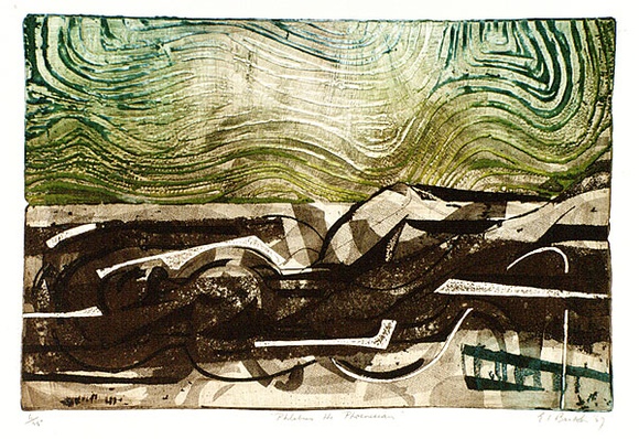 Artist: b'Backen, Earle.' | Title: b'Phlebus the Phoenician.' | Date: 1969 | Technique: b'etching and aquatint, printed in colour'