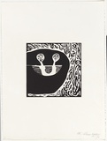 Artist: Warren, Guy. | Title: not titled [two figures in boat] | Date: 22 April 1996 | Technique: linocut, printed in black ink, from one block
