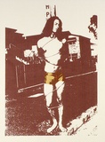 Artist: ACCESS 8 | Title: Pussy Shorts (HP). | Date: 1991, September | Technique: screenprint, printed in black and gold ink, from two stencils