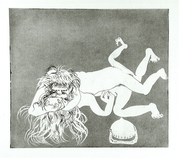 Artist: b'BOYD, Arthur' | Title: b'Then slip your mouth aside just as he is sure of it.' | Date: 1970 | Technique: b'etching and aquatint, printed in black ink, from one plate' | Copyright: b'Reproduced with permission of Bundanon Trust'