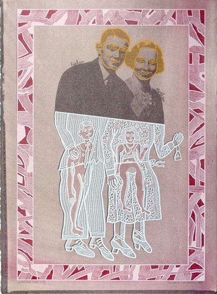 Artist: b'HANRAHAN, Barbara' | Title: b'Mother and Father' | Date: 1977 | Technique: b'screenprint, printed in colour, from five stencils'