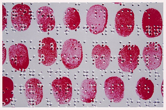 Title: b'Fingerprint on Braille: Prepare for the unexpected No. 1' | Date: 2004 | Technique: b'lightjet photographic print, printed in colour, from digital photographic file'