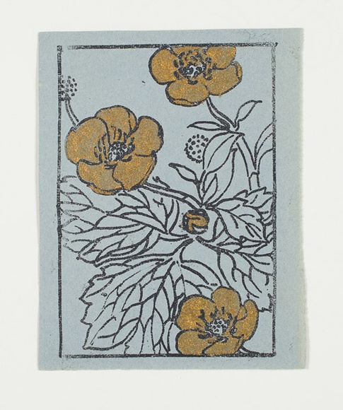 Artist: b'Sutherland, Jean.' | Title: b'not titled [gold flower on blue paper]'