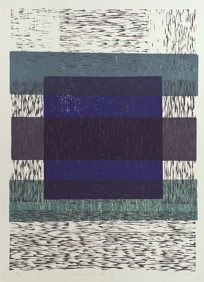 Artist: b'Dudin, Mary.' | Title: b'Element aqua I' | Date: 1997, July | Technique: b'linocut, printed in colour, from multiple blocks'