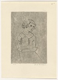 Artist: b'WILLIAMS, Fred' | Title: b'Young girl. Number 4' | Date: 1966 | Technique: b'etching, engraving and flat biting, printed in black ink, from one copper plate' | Copyright: b'\xc2\xa9 Fred Williams Estate'