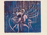 Artist: MEYER, Bill | Title: Wood flower | Date: 1968 | Technique: woodcut, printed in three colours, from reduction block process | Copyright: © Bill Meyer