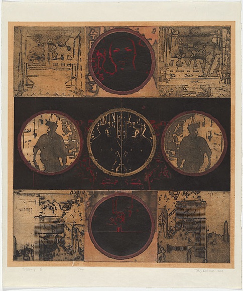 Artist: b'Kok Wee, Tay.' | Title: b'Diary 8' | Date: 1969 | Technique: b'etching, printed in colour, from multiple plates'