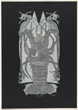 Artist: b'NONA, Laurie' | Title: b'Lagau Dunalaig (Island lifestyle)' | Date: 1998 | Technique: b'linocut, printed in white ink, from one block'