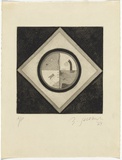 Artist: SELLBACH, Udo | Title: (Diamond with circle) | Date: 1967 | Technique: etching, aquatint printed in black ink, from ?  plates with plate-tone