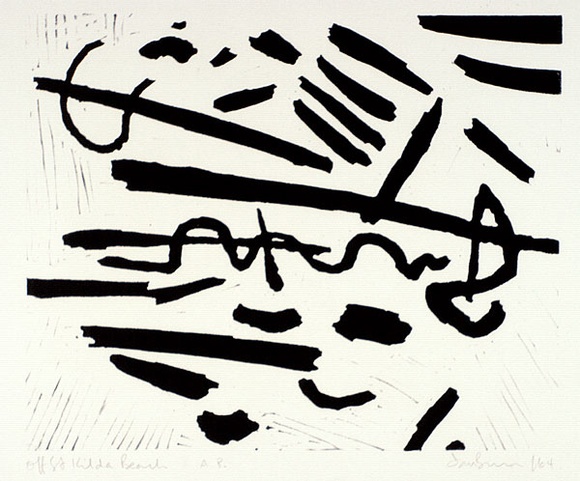 Artist: b'Burn, Ian.' | Title: b'Off St. Kilda Beach.' | Date: 1964 | Technique: b'linocut, printed in black ink, from one block'