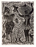 Artist: b'HANRAHAN, Barbara' | Title: b'Pigeon tamer' | Date: 1977 | Technique: b'wood-engraving, printed in black ink, from one block'