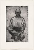 Artist: AMOR, Rick | Title: Self portrait. | Date: 1995 | Technique: etching, mezzotint and foul bite, printed in black ink with plate-tone, from one plate
