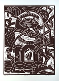 Artist: b'Komis, Van.' | Title: b'Gateway IV' | Date: 1989 | Technique: b'linocut, printed in black ink, from one block'