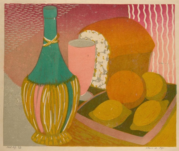 Artist: Higgs, Florence. | Title: Still life | Date: 1953 (about) | Technique: linocut, printed in colour inks, from multiple blocks