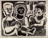 Artist: Francis, David. | Title: Three friends | Date: 1984 | Technique: lithograph, printed in black ink, from one stone