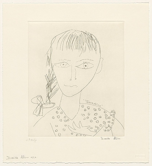 Artist: b'Allen, Davida' | Title: b'Josephine' | Date: 1990 | Technique: b'etching, printed in black ink, from one plate'