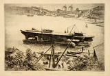 Artist: LINDSAY, Lionel | Title: Hulks, Berry's Bay | Date: 1920 | Technique: etching, aquatint and foul biting, printed in black ink with plate-tone, from one plate | Copyright: Courtesy of the National Library of Australia