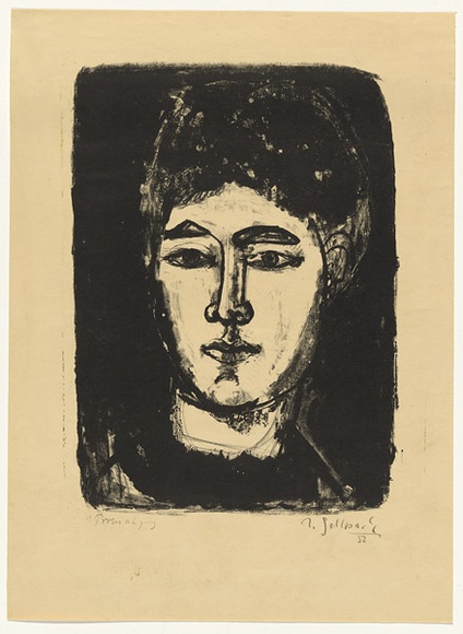 Artist: b'SELLBACH, Udo' | Title: b'(Head of a woman)' | Date: 1952 | Technique: b'lithograph, printed in black ink, from one stone [or plate]'