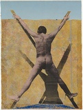 Artist: WICKS, Arthur | Title: Measuring stick (#3), displacement (for Archimedes). | Date: 1980 | Technique: photo-screenprint, printed in colour, from multiple stencils