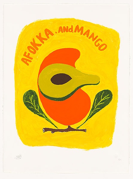 Title: b'Afokka and mango [avocado and mango]' | Date: 2009 | Technique: b'screenprint, printed in colour, from five stencils'