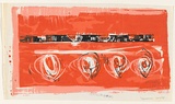 Artist: Grey-Smith, Guy | Title: Sandplain country | Date: 1964 | Technique: screenprint, printed in colour, from three stencils