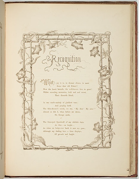 Artist: b'Meredith, Louisa Anne.' | Title: b'Recognition [title page]' | Date: 1860 | Technique: b'lithograph, printed in brown ink, from one stone'